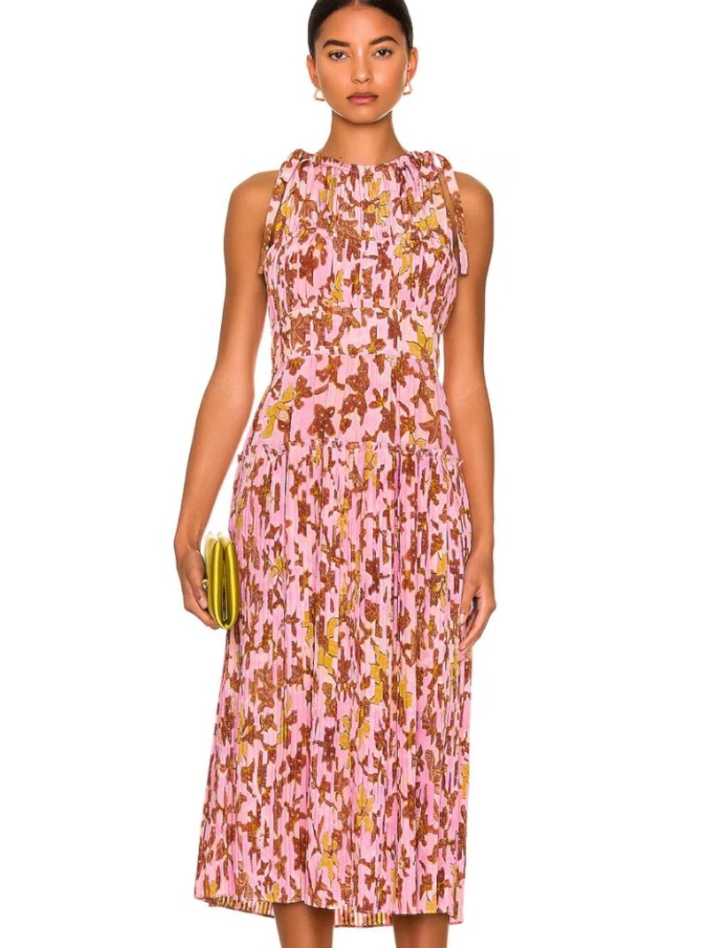 NWOT ULLA JOHNSON Amalthea Silk Midi Dress in Hibiscus M $795